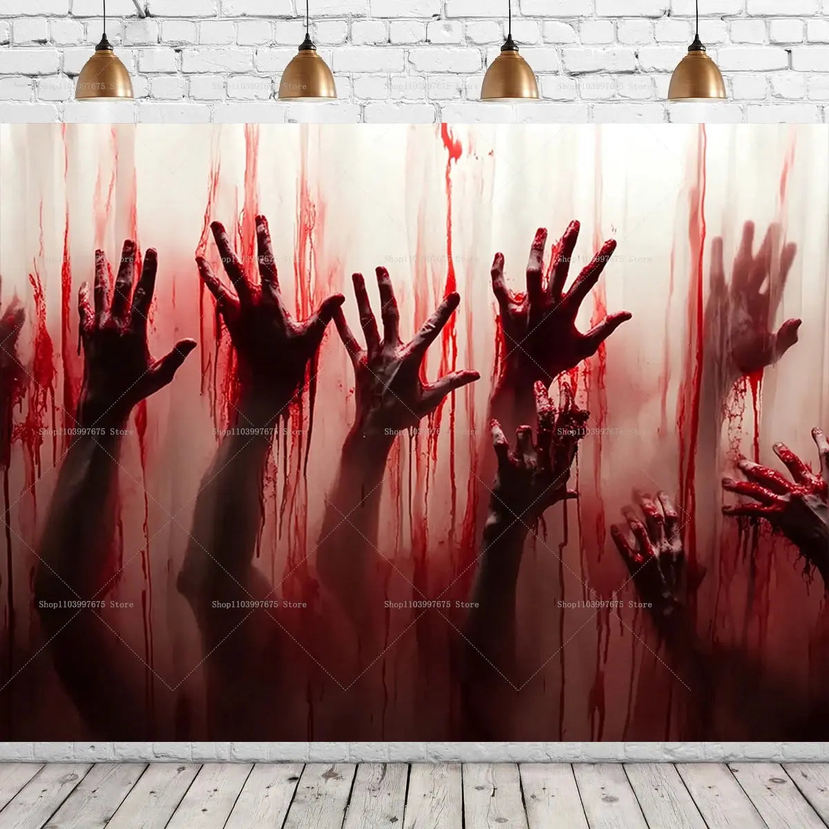 Halloween Party Decorations Backdrop Horror Zombie Mist Blood Handprint Photography Background Home Wall Decor Banner Props EnjoyingLeb Online