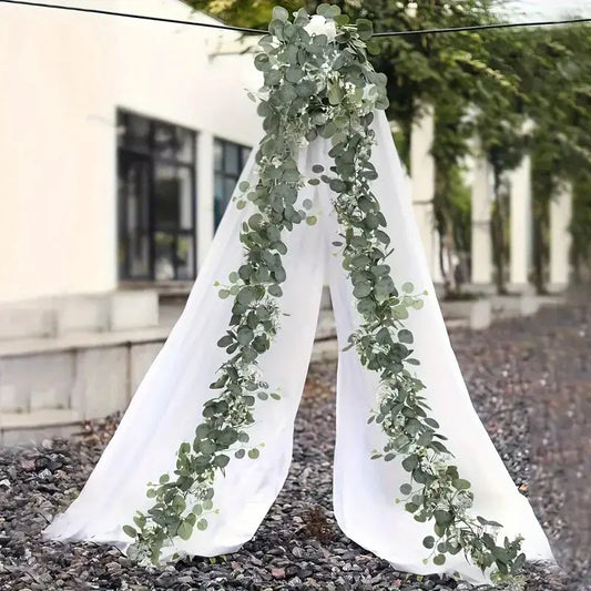 1pcs 2pcs Green artificial eucalyptus and willow garlands, 70inch long artificial plant vines with delicate white flowers EnjoyingLeb Online