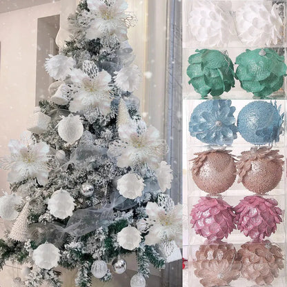 8/10CM Christmas Tree Hanging Glitter Balls Petal Shape Pine Cones Ball Pendant for Home Navidad Party Decorations New Year 2023 EnjoyingLeb Online