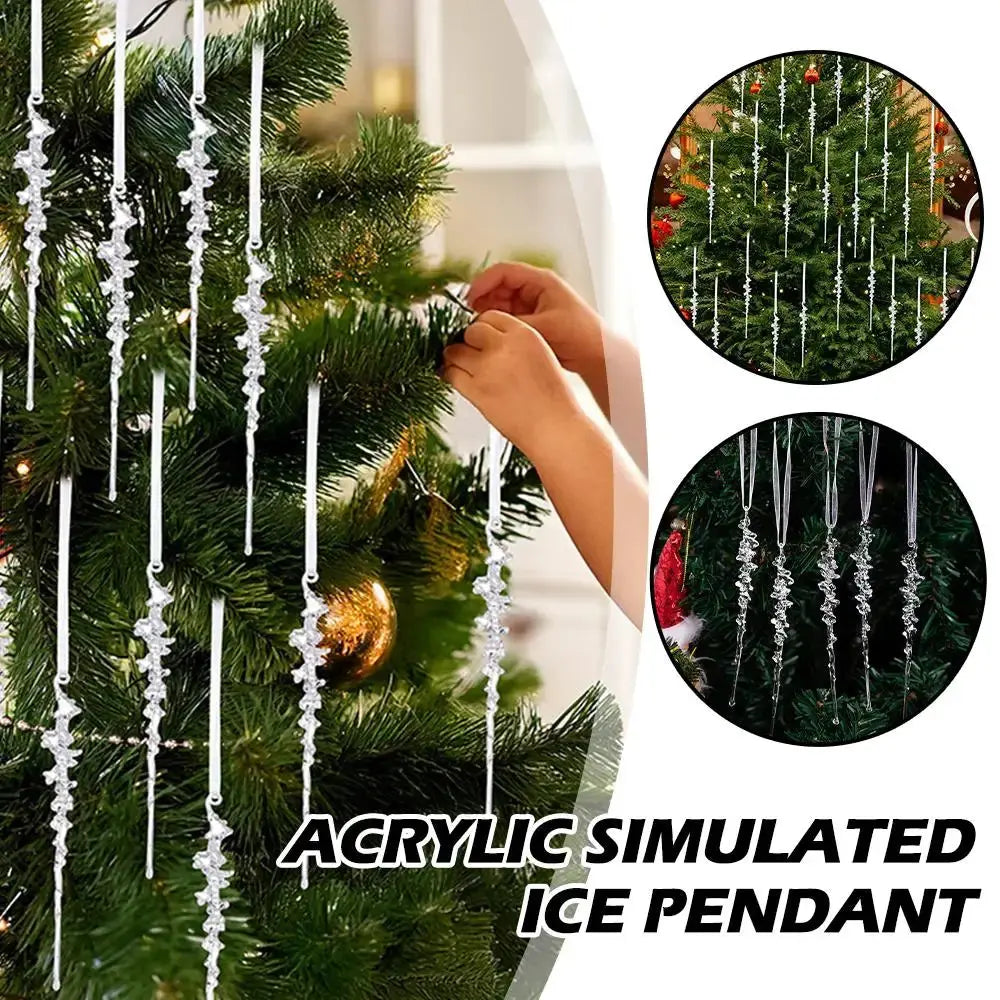 5Pcs Simulated Acrylic Icicle Ornaments Realistic Frosted Ice Shape Xmas Tree Winter Party Hanging Decor DIY Craft Pendant EnjoyingLeb Online