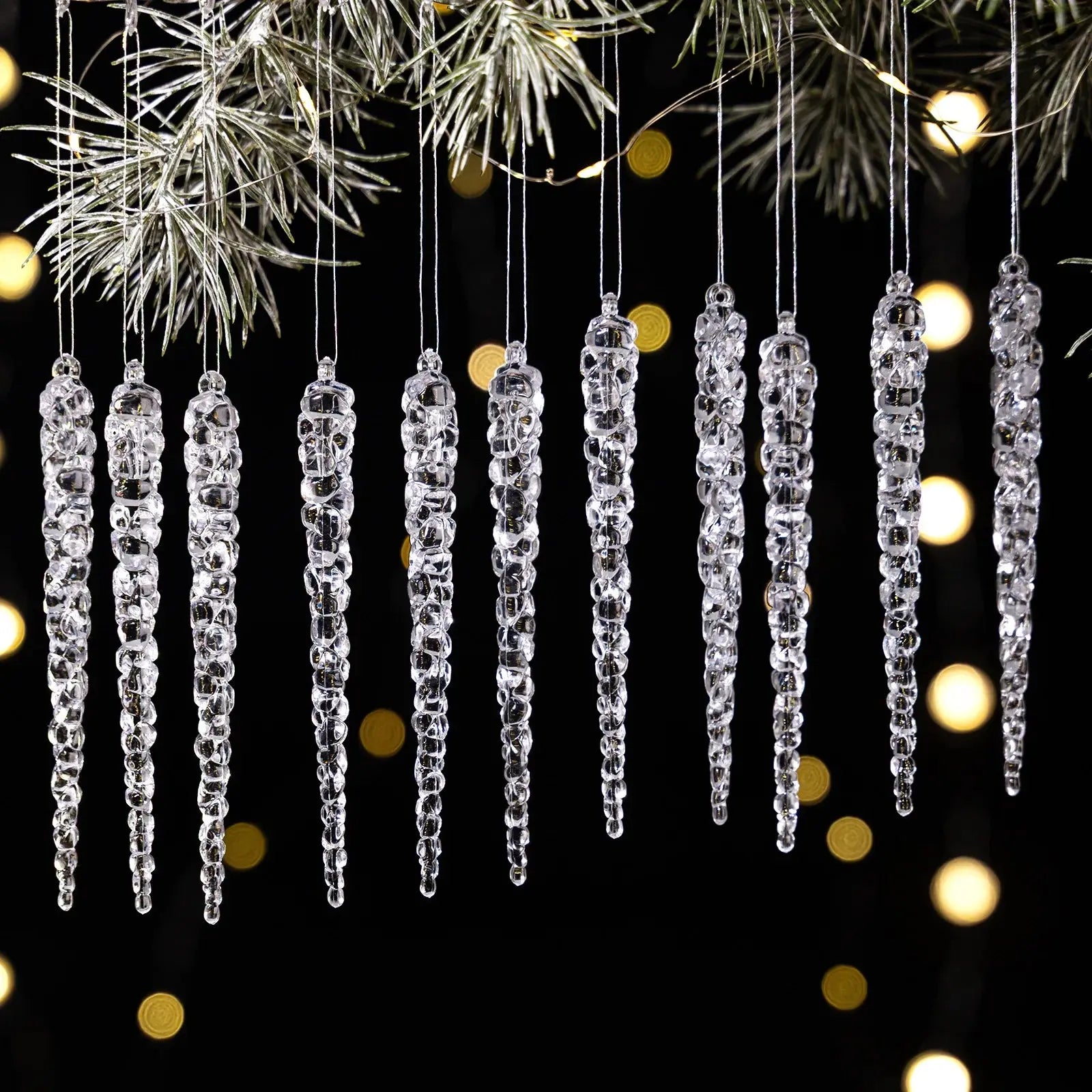 13cm Simulation Ice Xmas Tree Hanging Clear Fake Icicle Pendant Ornament Merry Christmas Party Decoration New Year Navidad 2026 EnjoyingLeb Online