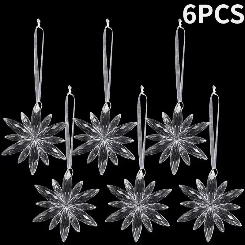 Crystal Clear Snowflake Hanging Ornaments Christmas Tree Pendants Icicle Decorations for DIY Xmas Wedding Party Ornament EnjoyingLeb Online