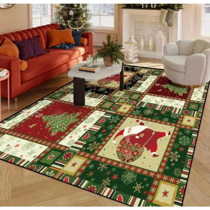 Christmas Carpet Red and White Snowflake Santa Claus Bottom for Living Room Bedroom Kitchen Floor Christmas Party Decoration EnjoyingLeb Online