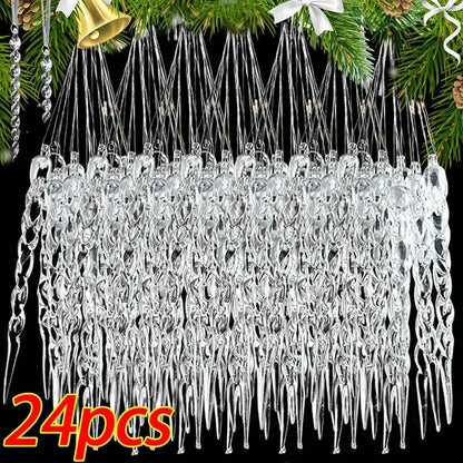 Crystal Clear Snowflake Pendants Transparent Christmas Tree Hanging Ornaments Icicle Holiday Winter Party Decorations Wholesale EnjoyingLeb Online
