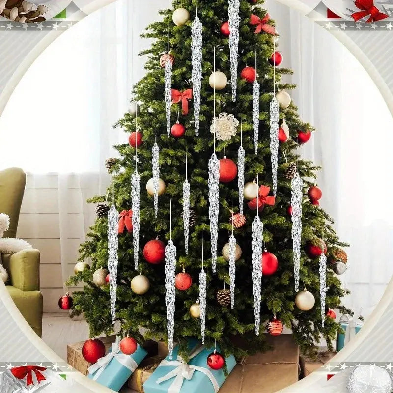 10 Pcs Acrylic Hanging Ornaments Clear Christmas Tree Icicles Pendant Decorative for Christmas Holiday Wedding Party Decorations EnjoyingLeb Online