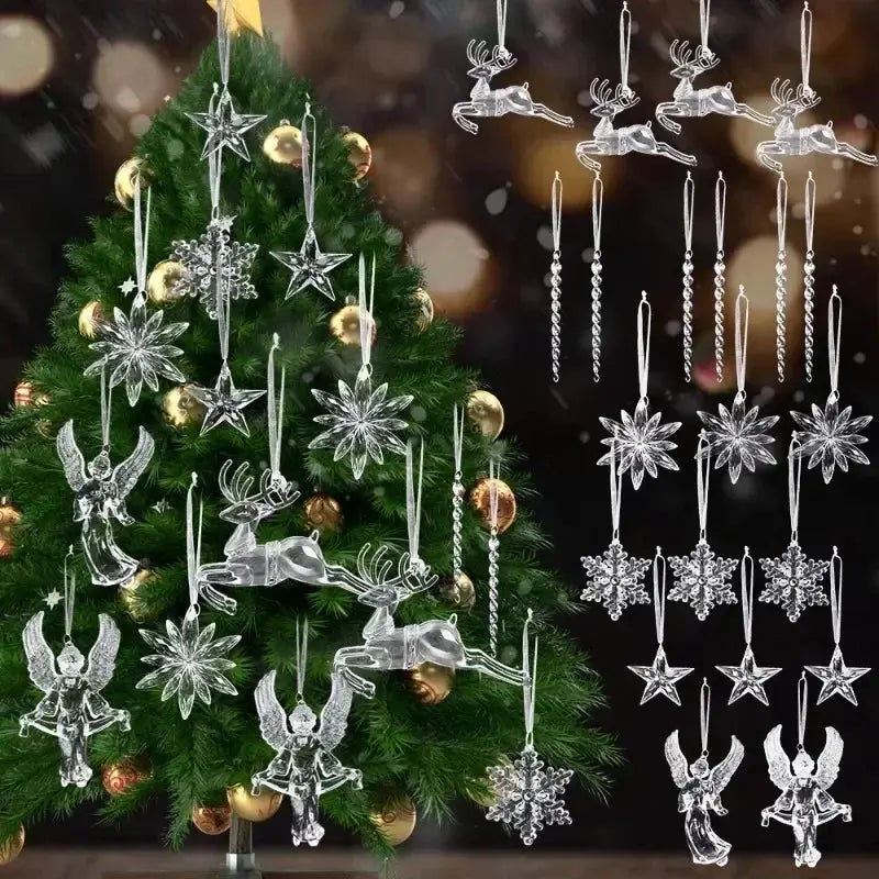 Crystal Clear Snowflake Hanging Ornaments Christmas Tree Pendants Icicle Decorations for DIY Xmas Wedding Party Ornament EnjoyingLeb Online