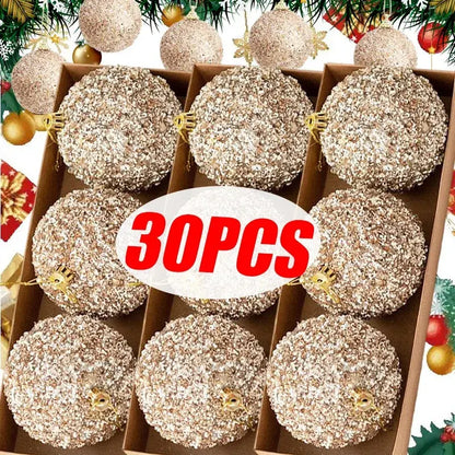 6cm Champagne Gold Glitter Christmas Balls DIY Xmas Tree Hanging Sparkling Ball Pendants for New Year Party Decor Ornaments EnjoyingLeb Online