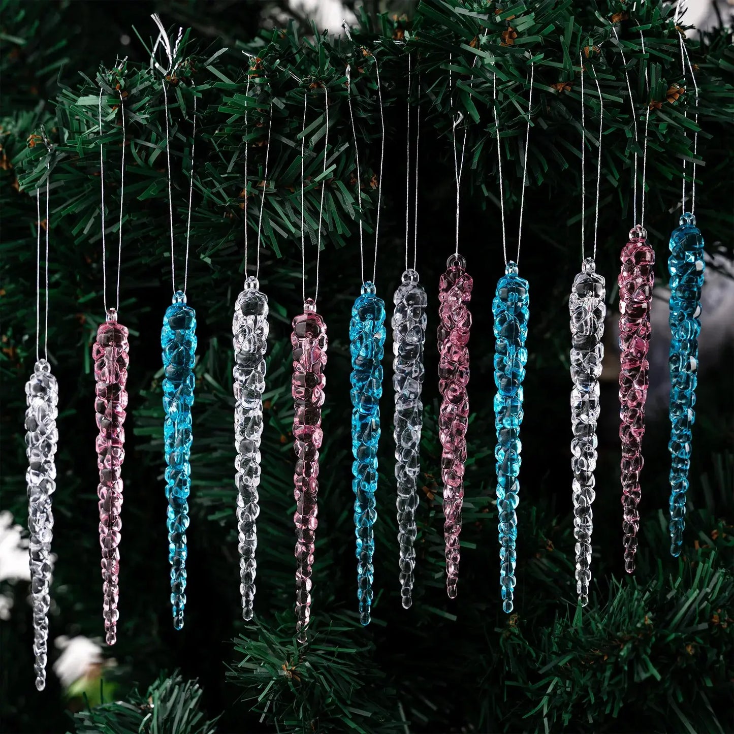 13cm Simulation Ice Xmas Tree Hanging Clear Fake Icicle Pendant Ornament Merry Christmas Party Decoration New Year Navidad 2026 EnjoyingLeb Online