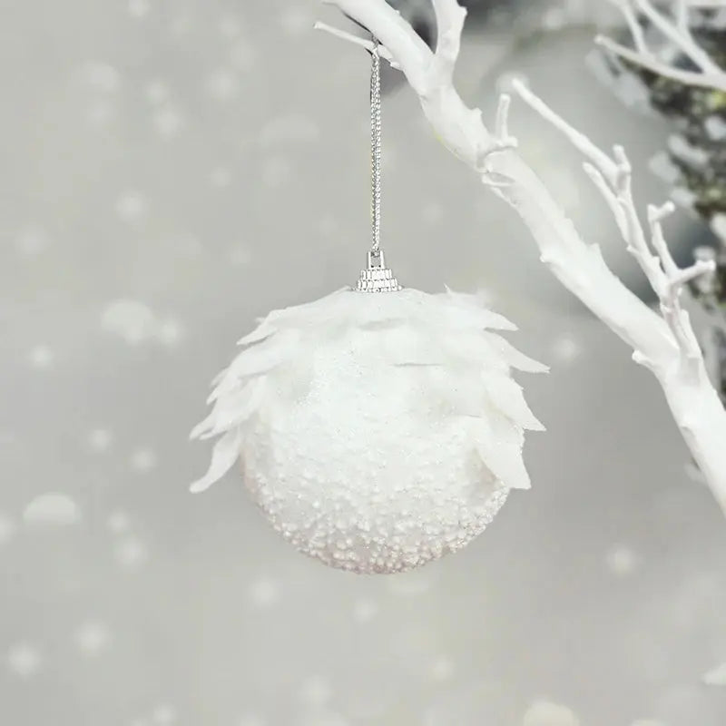 8cm White Christmas Ball Christmas Tree Ornament Xmas Decorations for Home 2023 New Year Tree Decorative Foam Balls 3Pcs/Box EnjoyingLeb Online