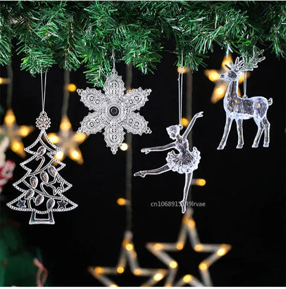 2PCS/Set Christmas Decor Crystal Acrylic Ornaments Deer Angel Xmas Tree Unicorn Hanging Pendants Navidad 2025 New Year Gift EnjoyingLeb Online
