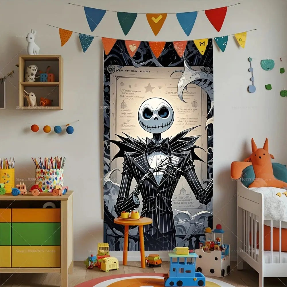 Halloween The Nightmare Before Christmas Decor Door Banner Photography Backdrop Indoor Outdoor Porch Background Party Supplies EnjoyingLeb Online