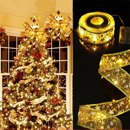 Indoor String Lights Battery Operated Christmas Ribbon with Lights Christmas Tree Accessories Decoration for Christmas New Year EnjoyingLeb Online