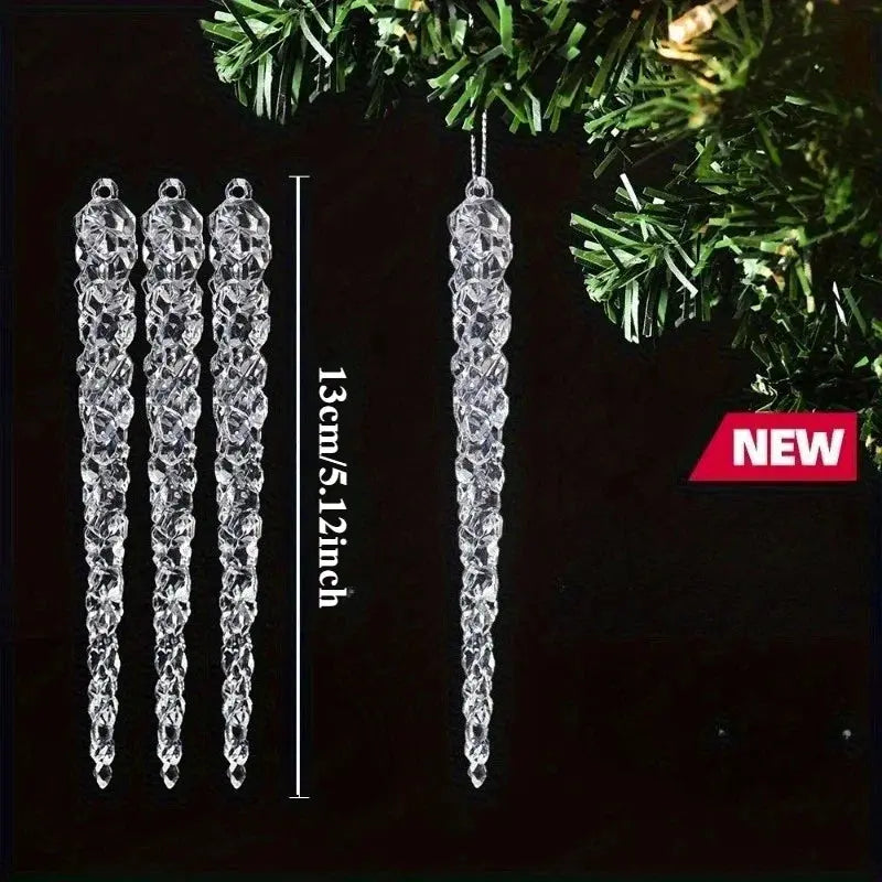 10 Pcs Acrylic Hanging Ornaments Clear Christmas Tree Icicles Pendant Decorative for Christmas Holiday Wedding Party Decorations EnjoyingLeb Online