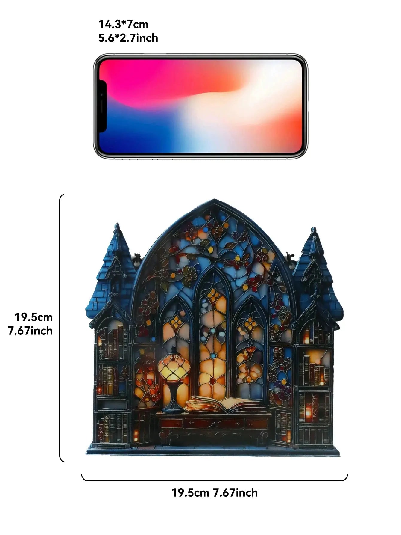 Halloween Gothic House Hanging Decor Acrylic Building Shape with Book & Lantern Design Window Pendant Art Wall Ornament for Home EnjoyingLeb Online