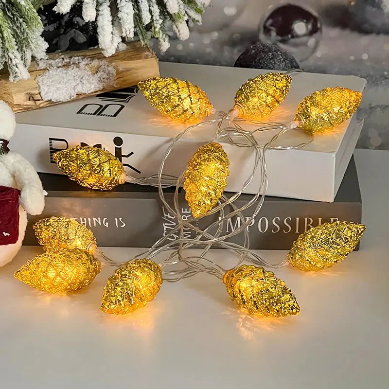 1.6M 10LED Pine Cone String Lights Christmas Tree Hanging Ornaments Merry Christmas Fairy Lights Home Decoration 2025 New Year EnjoyingLeb Online