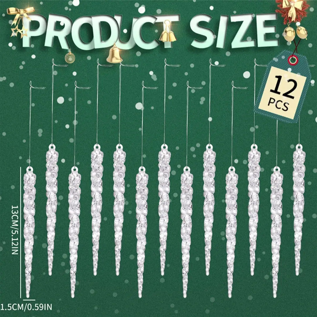 13cm Simulation Ice Xmas Tree Hanging Clear Fake Icicle Pendant Ornament Merry Christmas Party Decoration New Year Navidad 2026 EnjoyingLeb Online