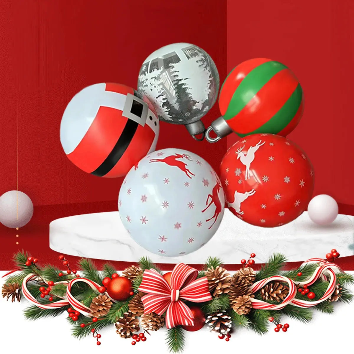 60cm Giant Luminous Inflatable Christmas Ball With No Lights Pvc Outdoor Xmas Decoration Ball Holiday Yard Lawn Porch Decor 2025 EnjoyingLeb Online