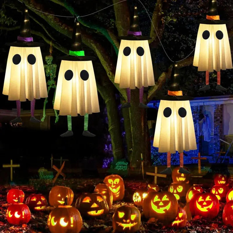 Halloween Hanging Ghost Decorations, Outdoor Halloween Witches Hat Lights, Glowing Ghosts for Garden Trees, Yard Halloween Decor EnjoyingLeb Online