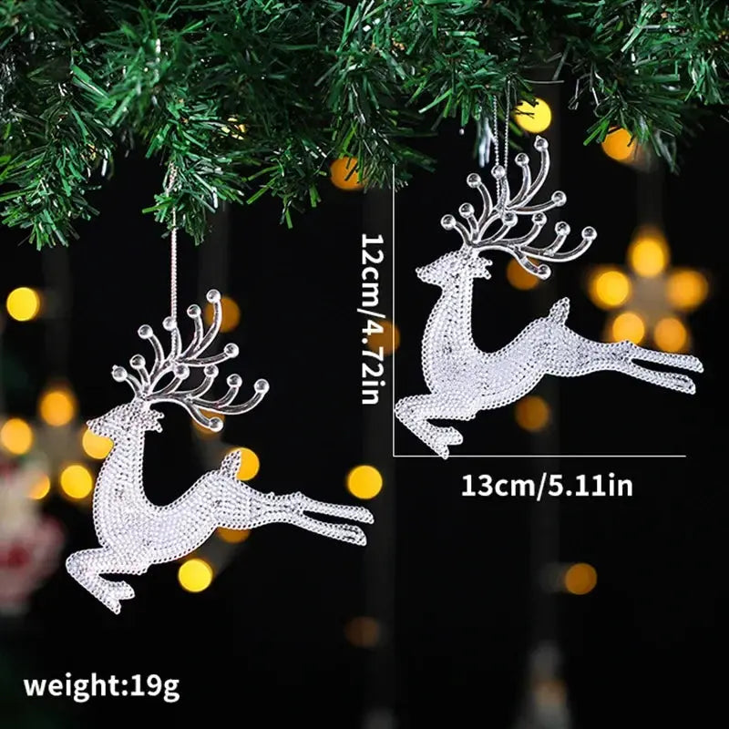 2PCS/Set Christmas Decor Crystal Acrylic Ornaments Deer Angel Xmas Tree Unicorn Hanging Pendants Navidad 2025 New Year Gift EnjoyingLeb Online