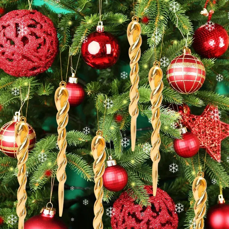 12/24pcs Simulation Ice Icicles Christmas Tree Pendant Gold Decoration Plastic Hanging Icicle DIY Home New Year Party Decoration EnjoyingLeb Online