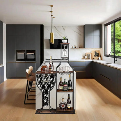 Freestanding 5-Tier Wooden Wine Rack for 11 Bottles - Modern Storage Cabinet for Home, Bar, Kitchen, Dining Room, and Spa EnjoyingLeb Online