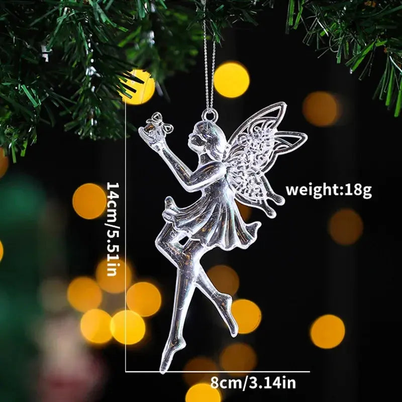 2PCS/Set Christmas Decor Crystal Acrylic Ornaments Deer Angel Xmas Tree Unicorn Hanging Pendants Navidad 2025 New Year Gift EnjoyingLeb Online