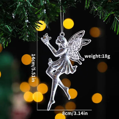 2PCS/Set Christmas Decor Crystal Acrylic Ornaments Deer Angel Xmas Tree Unicorn Hanging Pendants Navidad 2025 New Year Gift EnjoyingLeb Online