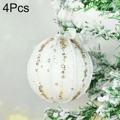 8cm White Christmas Ball Christmas Tree Ornament Xmas Decorations for Home 2023 New Year Tree Decorative Foam Balls 3Pcs/Box EnjoyingLeb Online