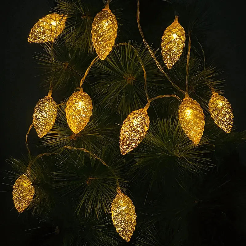1.6M 10LED Pine Cone String Lights Christmas Tree Hanging Ornaments Merry Christmas Fairy Lights Home Decoration 2025 New Year EnjoyingLeb Online