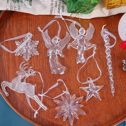 Crystal Clear Snowflake Hanging Ornaments Christmas Tree Pendants Icicle Decorations for DIY Xmas Wedding Party Ornament EnjoyingLeb Online