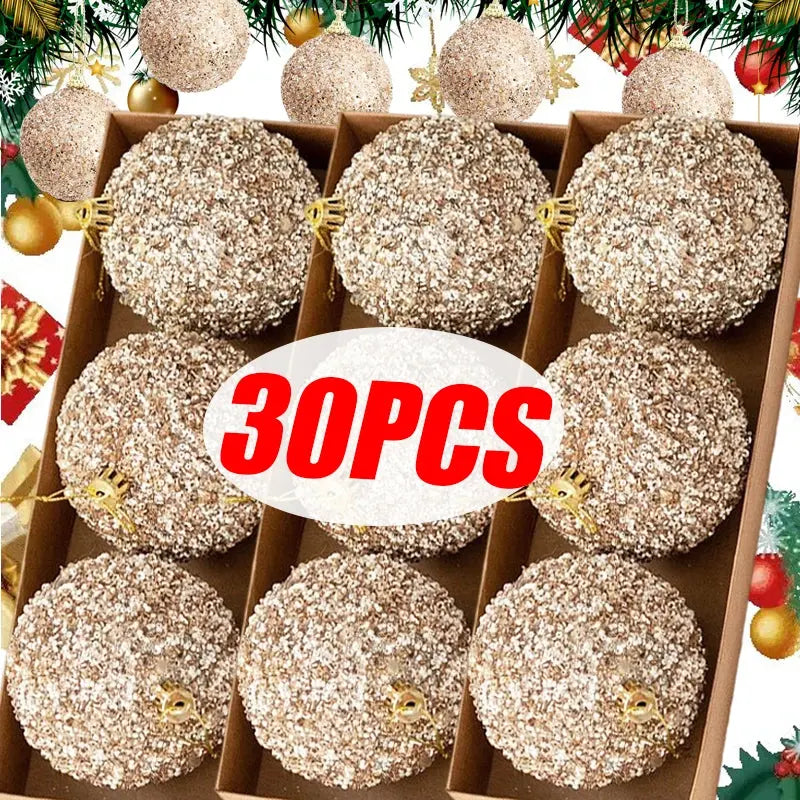 6cm Champagne Gold Glitter Christmas Balls DIY Xmas Tree Hanging Sparkling Ball Pendants for New Year Party Decor Ornaments EnjoyingLeb Online