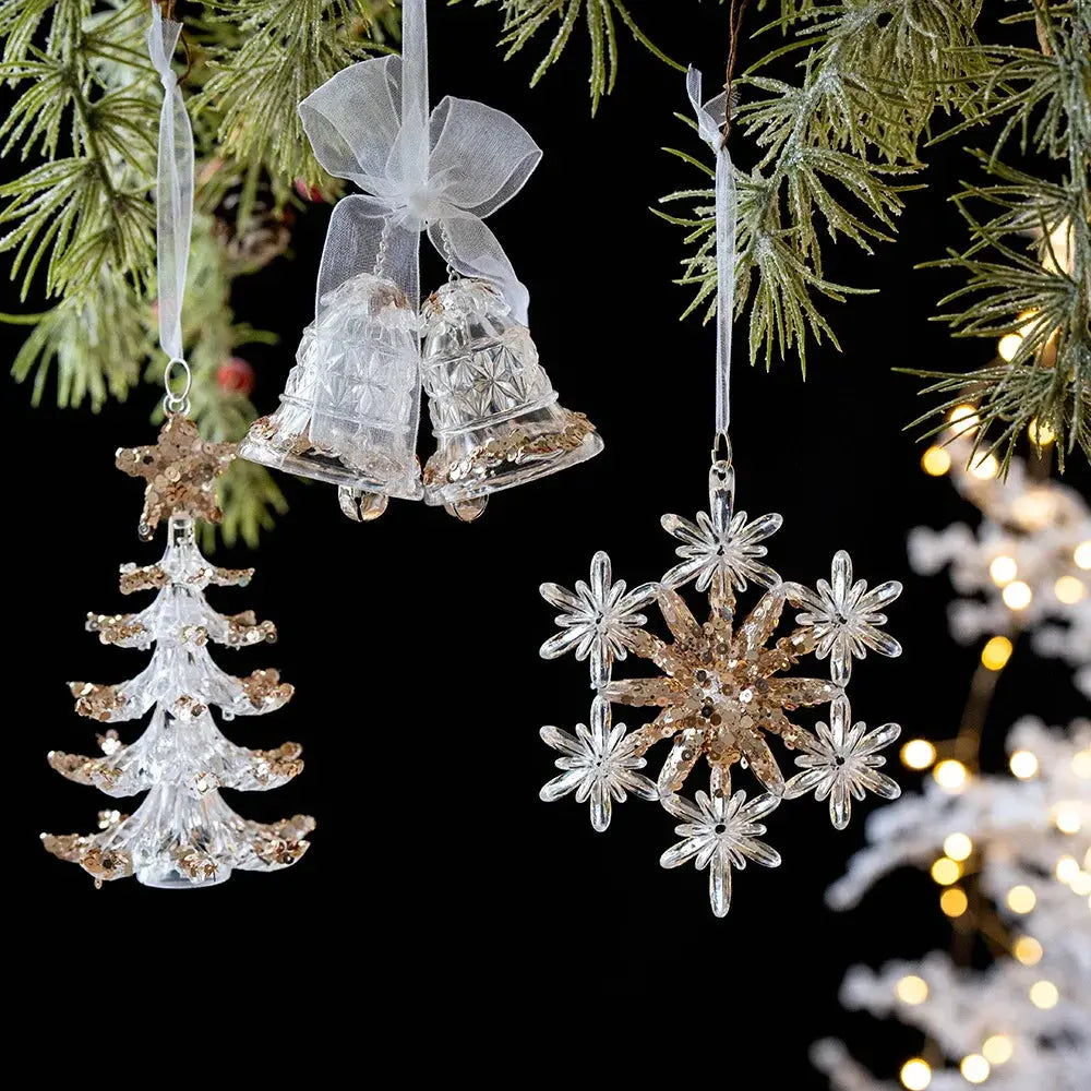 2pcs Xmas Tree Transparent Snowflake Hanging Ornaments Acrylic Pendant 2025 Christmas Decoration for HomeGifts New Year 2025 EnjoyingLeb Online