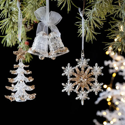 2pcs Xmas Tree Transparent Snowflake Hanging Ornaments Acrylic Pendant 2025 Christmas Decoration for HomeGifts New Year 2025 EnjoyingLeb Online