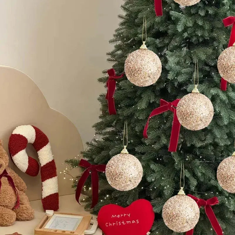 6cm Champagne Gold Glitter Christmas Balls DIY Xmas Tree Hanging Sparkling Ball Pendants for New Year Party Decor Ornaments EnjoyingLeb Online