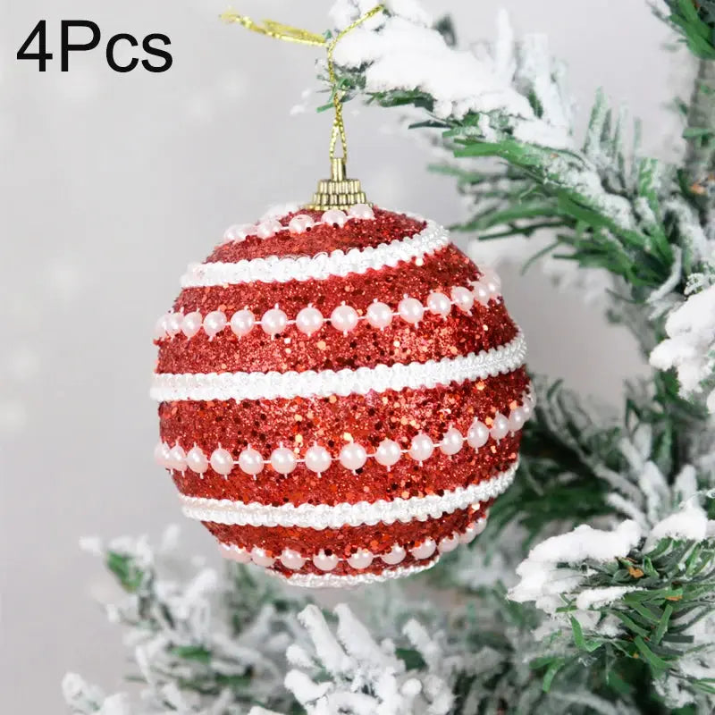 8cm White Christmas Ball Christmas Tree Ornament Xmas Decorations for Home 2023 New Year Tree Decorative Foam Balls 3Pcs/Box EnjoyingLeb Online