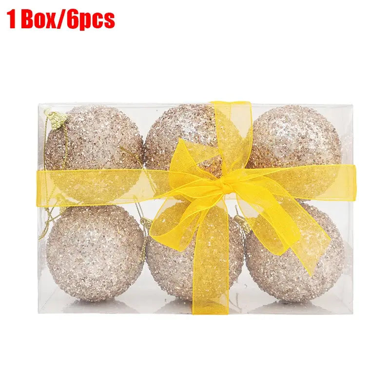 6cm Champagne Gold Glitter Christmas Balls DIY Xmas Tree Hanging Sparkling Ball Pendants for New Year Party Decor Ornaments EnjoyingLeb Online