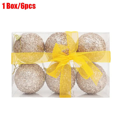 6cm Champagne Gold Glitter Christmas Balls DIY Xmas Tree Hanging Sparkling Ball Pendants for New Year Party Decor Ornaments EnjoyingLeb Online