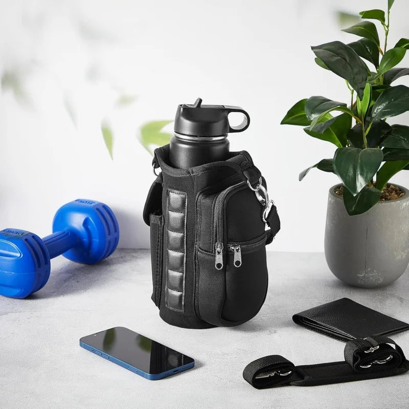 Magnetic Water Bottle Holder Gym Water Bottle Carrier Bag W/ Phone Pocket Handle Shoulder Strap 6 Built-in Magnets Water Bottle EnjoyingLeb Online