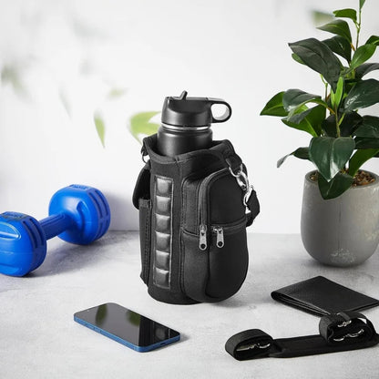 Magnetic Water Bottle Holder Gym Water Bottle Carrier Bag W/ Phone Pocket Handle Shoulder Strap 6 Built-in Magnets Water Bottle EnjoyingLeb Online