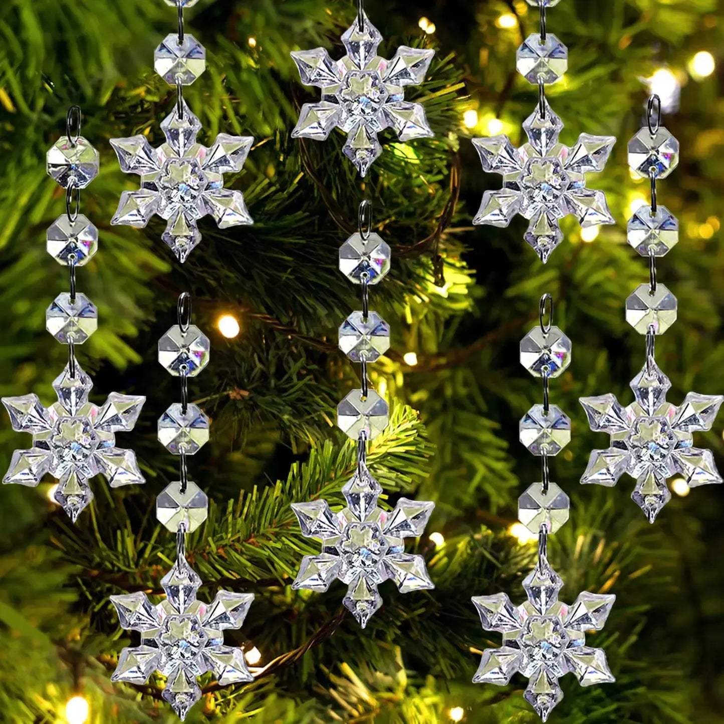 10/20/30 Pcs Snowflake Crystal Christmas Ornaments for Christmas Tree Decorations, Hanging Clear Acrylic Snowflake Ornaments EnjoyingLeb Online