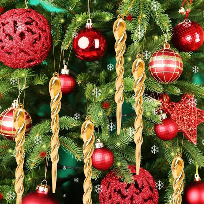 12/24pcs Simulation Ice Icicles Christmas Tree Pendant Gold Decoration Plastic Hanging Icicle DIY Home New Year Party Decoration EnjoyingLeb Online