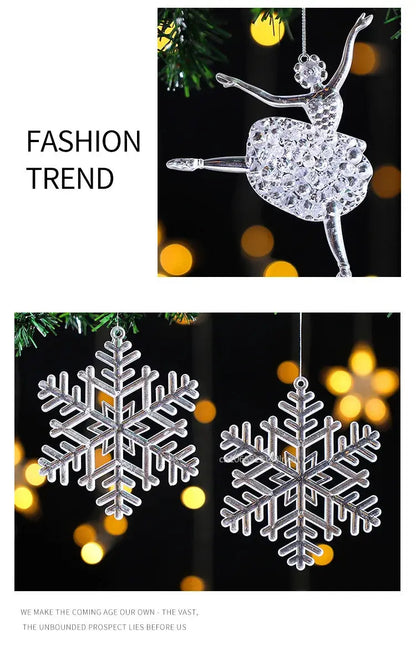 2PCS/Set Christmas Decor Crystal Acrylic Ornaments Deer Angel Xmas Tree Unicorn Hanging Pendants Navidad 2025 New Year Gift EnjoyingLeb Online