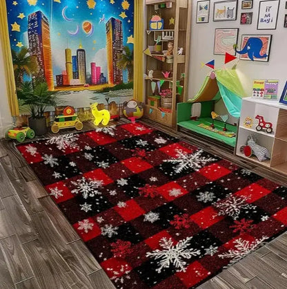 Christmas Carpet Red and White Snowflake Santa Claus Bottom for Living Room Bedroom Kitchen Floor Christmas Party Decoration EnjoyingLeb Online
