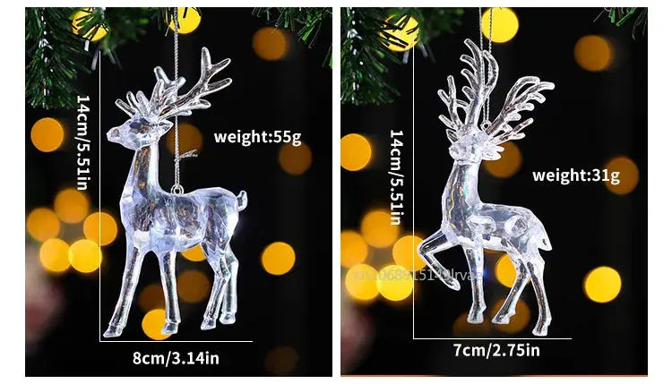 2PCS/Set Christmas Decor Crystal Acrylic Ornaments Deer Angel Xmas Tree Unicorn Hanging Pendants Navidad 2025 New Year Gift EnjoyingLeb Online
