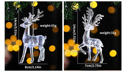 2PCS/Set Christmas Decor Crystal Acrylic Ornaments Deer Angel Xmas Tree Unicorn Hanging Pendants Navidad 2025 New Year Gift EnjoyingLeb Online