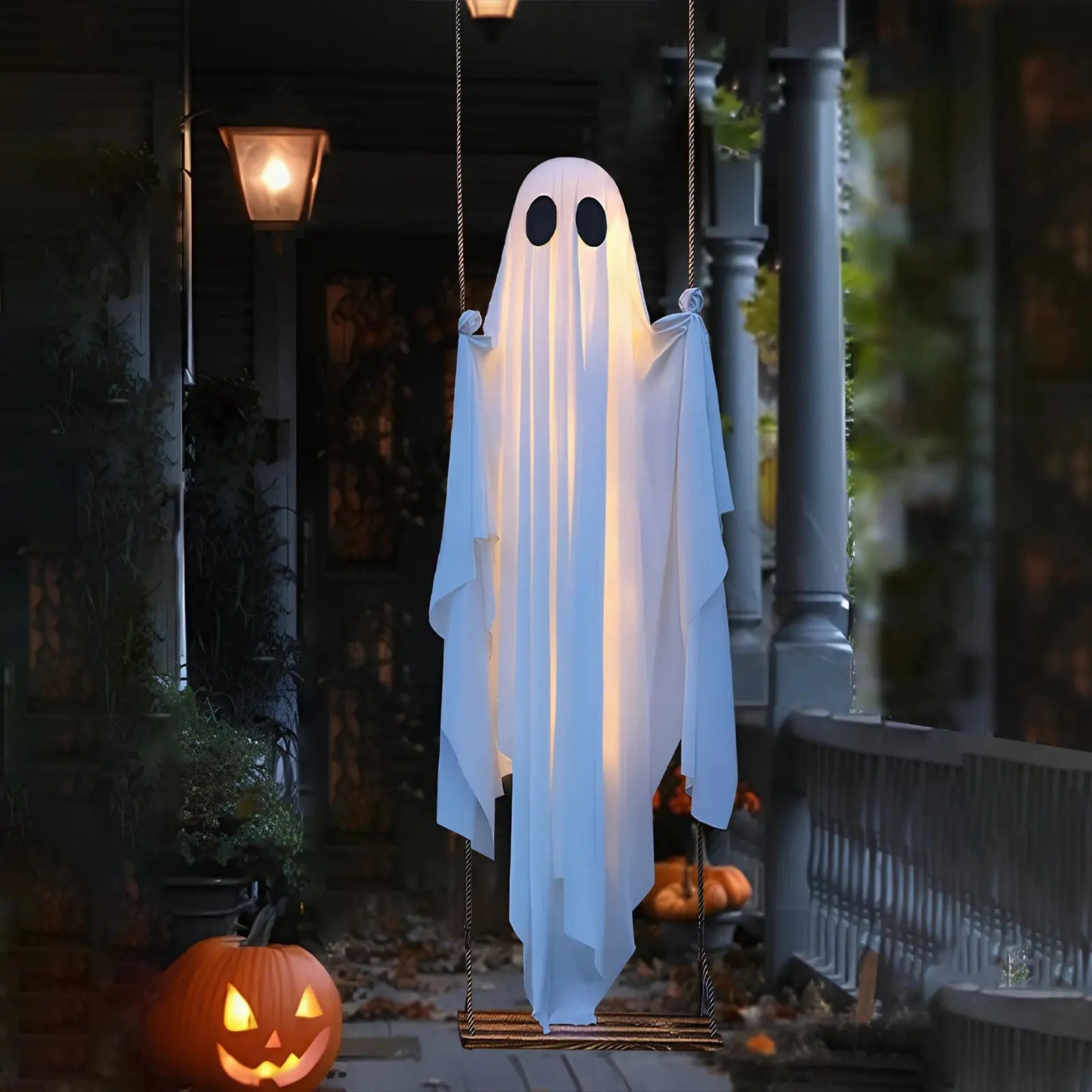 Halloween Hanging Outdoor Halloween Decorations W/ String Lights Ghosts Decorations Scary Ghost Decor for Porch Yard Trees EnjoyingLeb Online