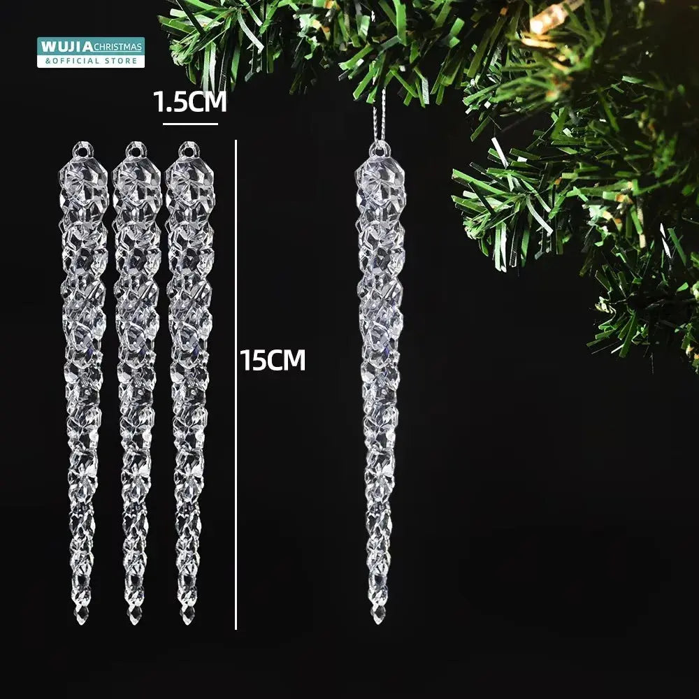 Simulação de Natal Icicles acrílicos, ornamento de Natal, gelo falso para festa de inverno, decoração de ano novo, 15cm, 6pcs EnjoyingLeb Online