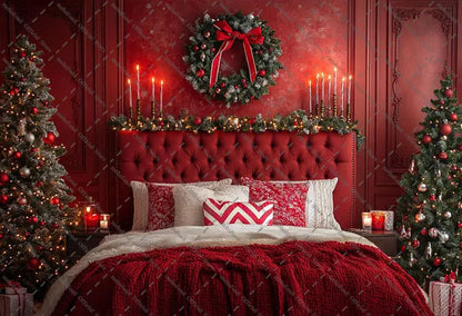 Mehofond Photography Background Christmas Red Panel Wall Headboard Xmas Tree Kids Family Portrait Decor Backdrop Photo Studio EnjoyingLeb Online