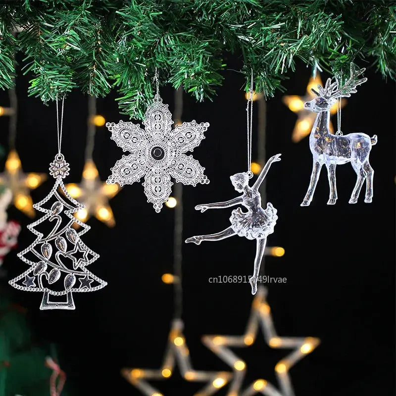 2PCS/Set Christmas Decor Crystal Acrylic Ornaments Deer Angel Xmas Tree Unicorn Hanging Pendants Navidad 2025 New Year Gift EnjoyingLeb Online