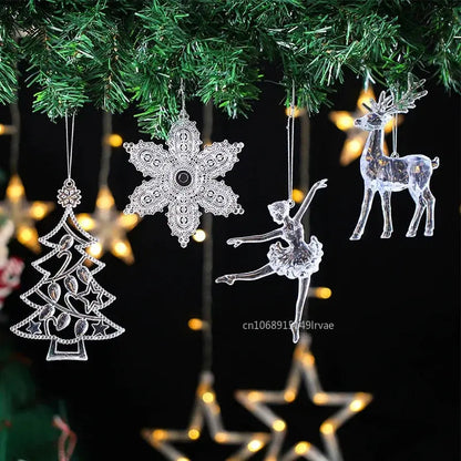 2PCS/Set Christmas Decor Crystal Acrylic Ornaments Deer Angel Xmas Tree Unicorn Hanging Pendants Navidad 2025 New Year Gift EnjoyingLeb Online